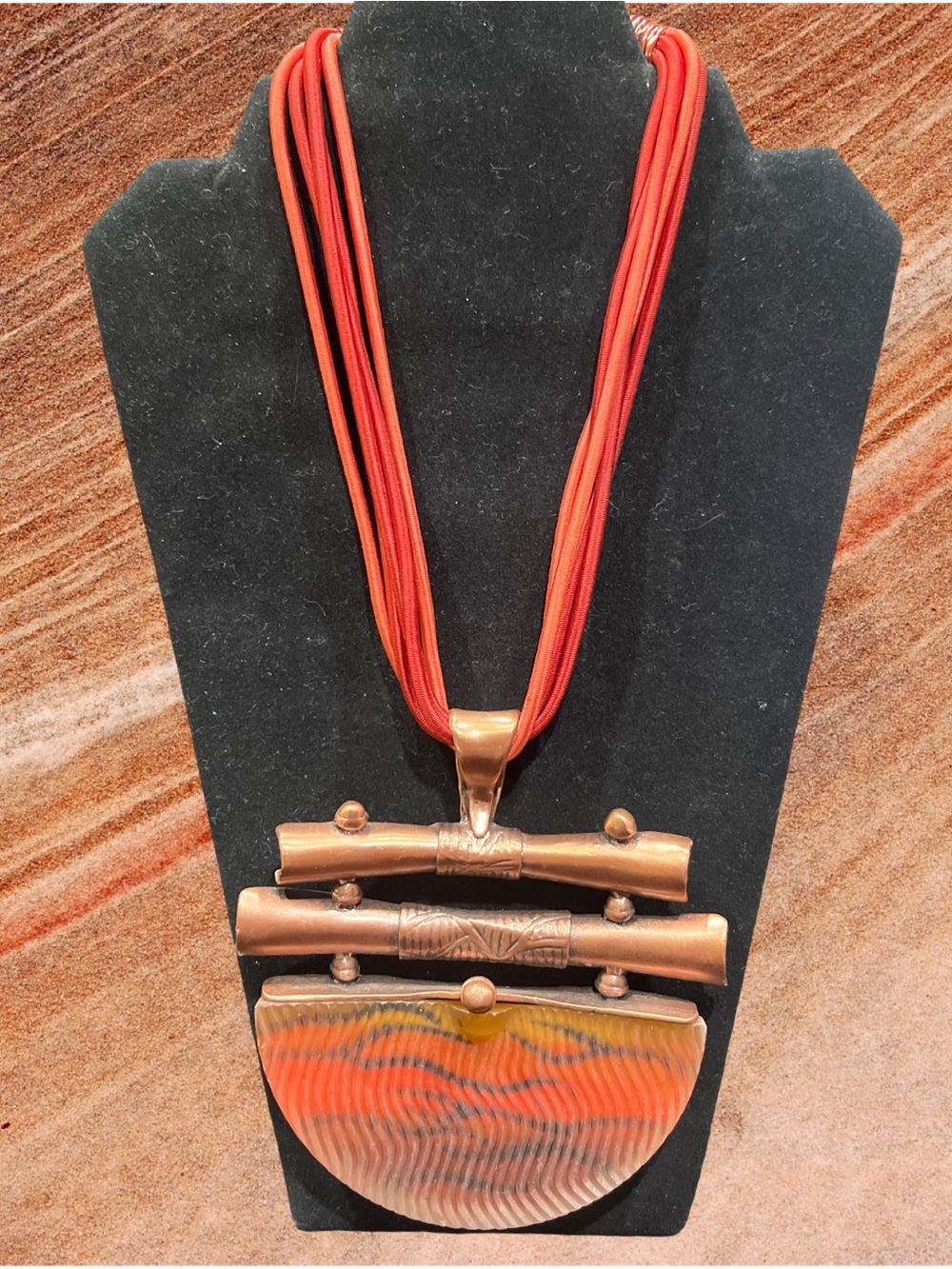copper lucite oversized multistrand statement necklace